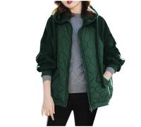 Womens Lightweight Puff Jacket Short Hooded Down Overcoat Winter Diamond Quilted Coat Solid Color Padding Outwear Padded Coat with Pockets Loose Down Jackets with Drawstring