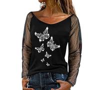 Women's Lightweight Pullover Shirts Long Sleeve Sexy Top Rhinestone Mesh Yarn O Neck Top Casual Wear Strap Party Blouse Shirt Short Sleeve Women, silver, M