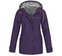 Womens Lightweight Quick Dry Waterproof Jackets Solid Color Packable Rain Coat with Hood Windbreaker Camping Hiking Coat Plus Size Softshell Jacket Trench Coat for Women Uk Purple