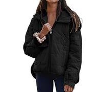 Womens Lightweight Quilted Hooded Jacket Winter Puffer Warm Padded Zip Coat | Long Sleeve Thermal Outdoor Windproof Down Outwear Solid Ski Hiking Travel Softshell Jacket With Pocket