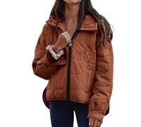Womens Lightweight Quilted Hooded Jacket Winter Puffer Warm Padded Zip Coat | Long Sleeve Thermal Outdoor Windproof Down Outwear Solid Ski Hiking Travel Softshell Jacket With Pocket