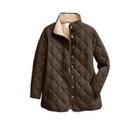 Women's Lightweight Quilted Jacket Large Sizes, Transition Jacket With Zip Warm Lined Winter Jacket Oversized Down Jacket Stand-up Collar Fleece Jacket Solid Casual Jacket Women's Sweat Jacket, brown