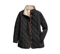 Women's Lightweight Quilted Jacket Large Sizes, Transition Jacket With Zip Warm Lined Winter Jacket Oversized Down Jacket Stand-up Collar Fleece Jacket Solid Casual Jacket Women's Sweat Jacket, black