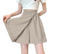 Womens Lightweight Skirt Pants Shorts Elastic Waist Skort Pants for Work Casual Wear Breathable Skorts Khaki