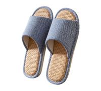Women's Lightweight Slippers Summer Slippers with Footbed Cosy Linen Slippers for Indoor Use Breathable and Comfortable Slippers Slides Home Slippers Indoor Slippers, navy, 8.5 UK