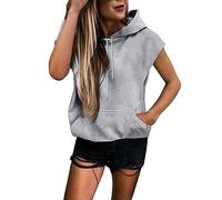 Women's Lightweight Softshell Gilets with Hood Sleeveless Grey Black Khaki Purple Jacket Vest Lady Fleece Lined Pockets Hoodie Summer Short Sleeve Casual V Neck Sweatshirt Pullover Loose Tops 5XL 6XL