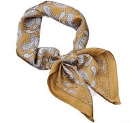 Womens Lightweight Square Scarf 70cm with Paisley Print in Simulated Silk Fabric, Hand Rolled Edges Provide Shape and Elegance for Various Outfits (02)