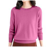 Women's Lightweight Sweaters Crew Neck Plain Stretch Top Long Sleeved Tunic Sweater Comfy Knitted Pullovers Tops Casual Round Neck Soft Warm Loungewear Sweaters Daily Work (XXL)