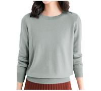 Women's Lightweight Sweaters Crew Neck Plain Stretch Top Long Sleeved Tunic Sweater Comfy Knitted Pullovers Tops Casual Round Neck Soft Warm Loungewear Sweaters Daily Work (02-Grey, L)
