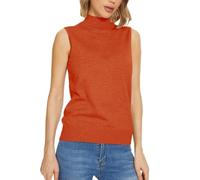 Womens Lightweight Sweaters Thermal Soft Knitted Women Sleeveless Mock Neck Tops for Women Sweater Knit Turtleneck Soft Basic Vest Tank Lightweight Men Running Sweater (Orange, L)