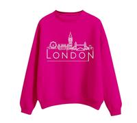 Womens Lightweight Tops Sweatshirts Long Sleeve Women's Solid Round Neck Long Sleeved LONDON Printed Hoodie Clothes Shopping (Hot Pink, L)