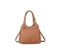 Women's Lightweight Triple Zip Hobo Slouchy PU Leather Tote Handbag Shoulder Bag with Long Strap -brown