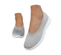 Womens Lightweight Walking Shoes Ladies Trainers Wide Fit Slip on Walking Sneakers Loafers Plain Dressy Shoes Casual Low-Top Flats Lightweight Comfy Orthopedic Arch Support Shoe Grey