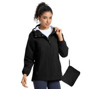 Women's Lightweight Waterproof Hiking Jacket,ladies Rain Jackets,Windbreaker Packable Hood Quick Dry Raincoat with Waist Cinch Elastic for Outdoor Cycling Traveling Balck M