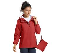 Women's Lightweight Waterproof Hiking Jacket,ladies Rain Jackets,Windbreaker Packable Hood Quick Dry Raincoat with Waist Cinch Elastic for Outdoor Cycling Traveling Red M