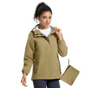 Women's Lightweight Waterproof Hiking Jacket,ladies Rain Jackets,Windbreaker Packable Hood Quick Dry Raincoat with Waist Cinch Elastic for Outdoor Cycling Traveling Green L