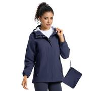 Women's Lightweight Waterproof Hiking Jacket,ladies Rain Jackets,Windbreaker Packable Hood Quick Dry Raincoat with Waist Cinch Elastic for Outdoor Cycling Traveling Navy S