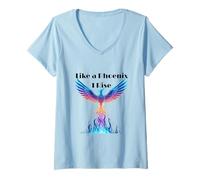 Womens Like a Phoenix I Rise Inspirational Artwork V-Neck T-Shirt