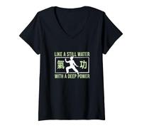 Women's Like A Still Water with A Deep Power Chi Gong Qigong Lovers V-Neck T-Shirt