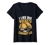 Womens Like Big Bucket Construction Worker Heavy Equipment Operator V-Neck T-Shirt