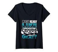 Women's Like Clouds Okay Weather Forecaster Meteorologist Weatherman V-Neck T-Shirt