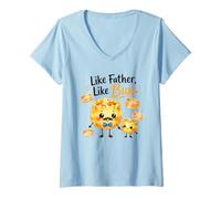 Women's Like Father Like Bun Cute Dim Sum Dumpling V-Neck T-Shirt