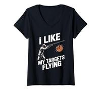 Womens Like My Targets Flying Clay Skeet Trap Pigeon Trap Shooting V-Neck T-Shirt