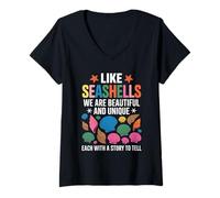 Womens Like Seashells We are Beautiful Summer Shell Collecting V-Neck T-Shirt