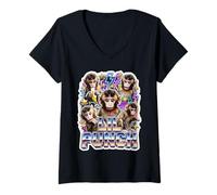 Women's Lil Punch Monkey Meme 90s Bootleg Rap Tee Y2K Brainrot V-Neck T-Shirt