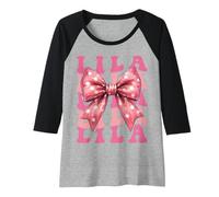 Womens LILA Name Coquette Bow Aesthetic for Women Girls Raglan Baseball Tee