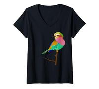 Womens Lilac-Breasted Roller Bird V-Neck T-Shirt