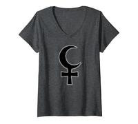 Women's Lilith Astrology Dark Moon V-Neck T-Shirt, Dark Heather Grey, XX-Large