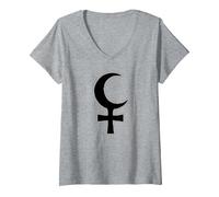 Women's Lilith Astrology Dark Moon V-Neck T-Shirt, Heather Grey, XX-Large