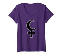 Women's Lilith Astrology Dark Moon V-Neck T-Shirt, Purple, Large