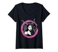 Womens Lilith Goddess Satanic Gothic Day of Dead Halloween V-Neck T-Shirt