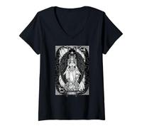 Womens Lilith Tarot Card Satanic Gothic Halloween Day of Dead V-Neck T-Shirt