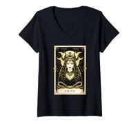 Women's Lilith Tarot Card Wicca Gothic Goddess Pagan Occult V-Neck T-Shirt