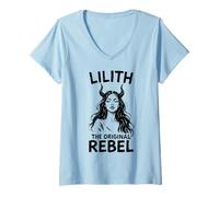 Womens Lilith The Original Rebel Girl Feminine Gothic Occult Witchy V-Neck T-Shirt