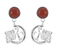 Women's Lily Flower Earrings South Red Agate Earrings