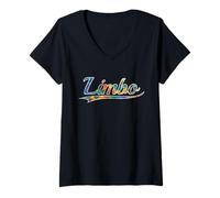 Women's Limbo Party Game Caribbean Dance Tie Dye Vintage Varsity V-Neck T-Shirt