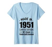 Womens Limited Edition 1951 Birthday 1951 Born in 1951 V-Neck T-Shirt