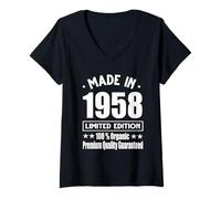 Womens Limited Edition 1958 Birthday 1958 Born in 1958 V-Neck T-Shirt