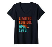 Women's Limited Edition April 1973 Birthday V-Neck T-Shirt