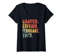 Women's Limited Edition February 1973 Birthday V-Neck T-Shirt