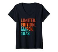 Womens Limited Edition March 1973 Birthday V-Neck T-Shirt