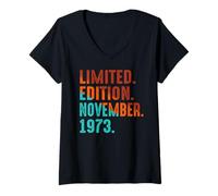 Womens Limited Edition November 1973 Birthday V-Neck T-Shirt