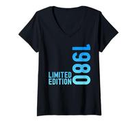 Womens Limited Edition Vintage 1980 Funny 45th Birthday 45th Birthday V-Neck T-Shirt