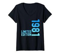 Womens Limited Edition Vintage 1981 Funny 44th Birthday 44 Years V-Neck T-Shirt