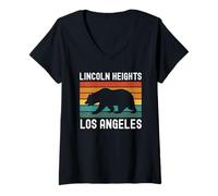 Womens Lincoln Heights Los Angeles 323 Latino Chicano NELA 213 V-Neck T-Shirt