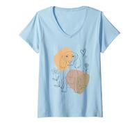 Womens Line Art English Springer Spaniel Minimalist V-Neck T-Shirt